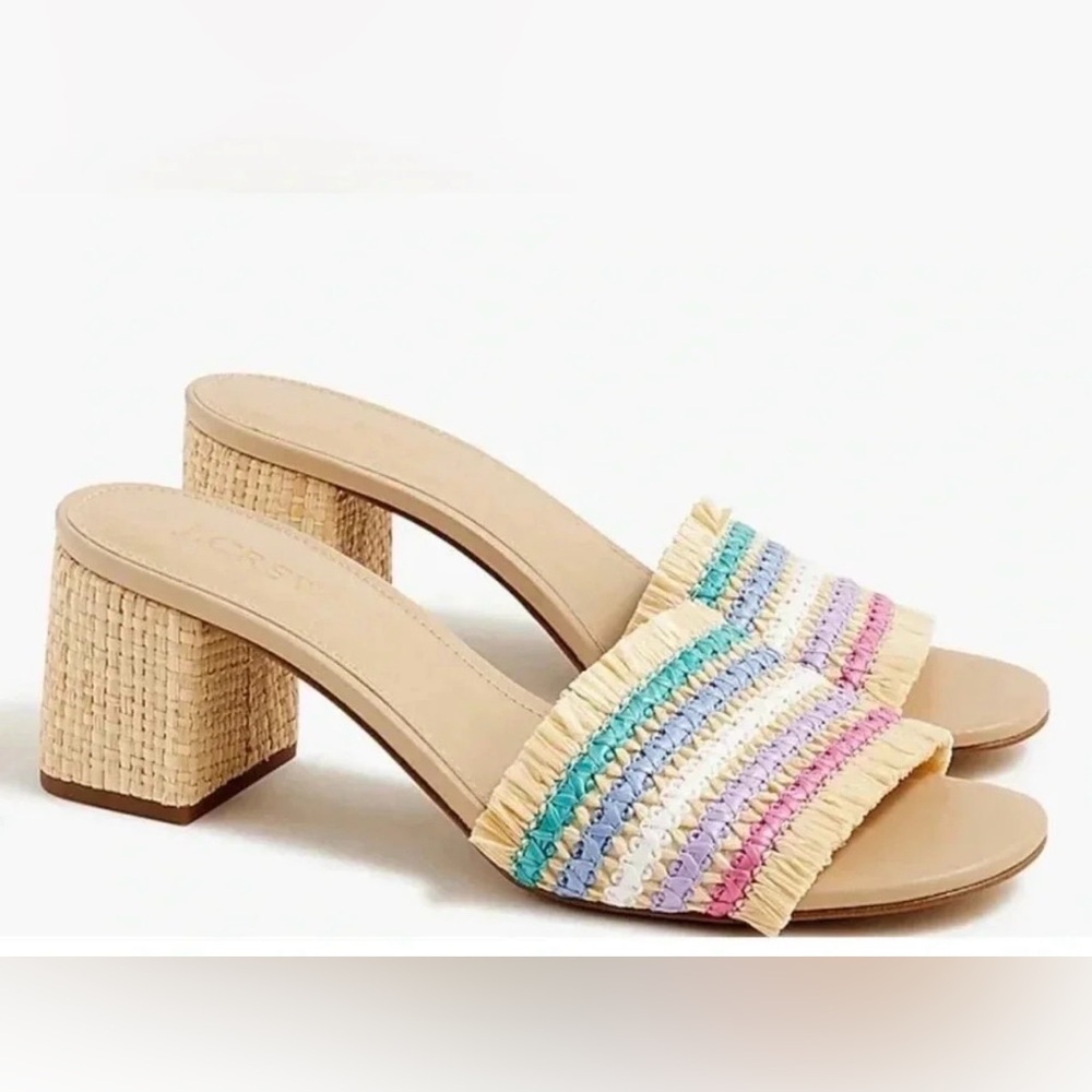 J. Crew Pastel Striped Block Heel Sandals